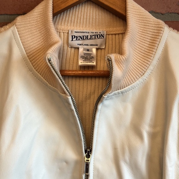 Pendleton Leather Wool Mixed Media Jacker Zip Up Size M Pockets - Picture 2 of 8